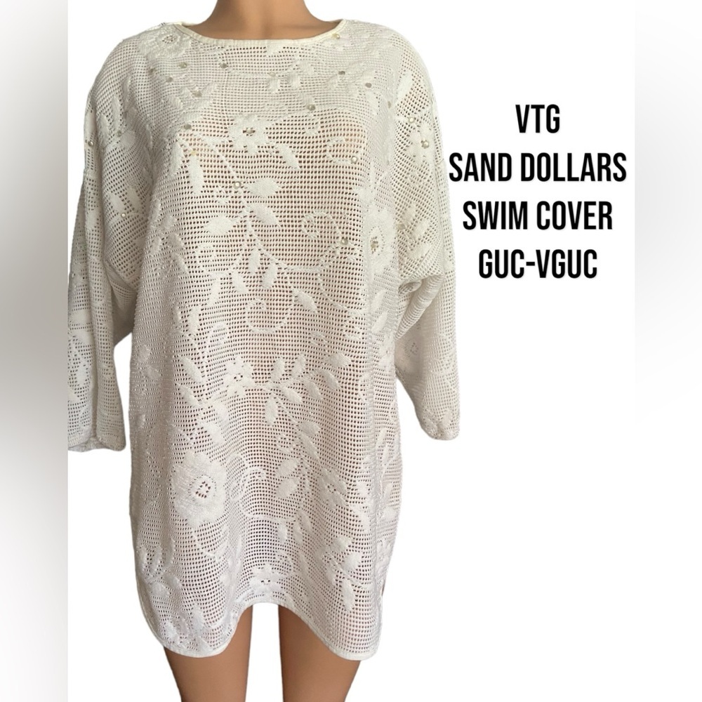 Vintage Sand Dollar White Mesh Floral Swimsuit Coverup